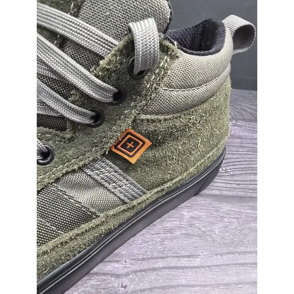 5.11 Tactical Men's 9.5 Norris Ranger Green Suede Sneakers Vibram Soles Mid-Cut